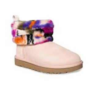 RARE UGG FLUFF MINI QUILTED MOTLEE MULTI COLORED BOOT'S - WOMEN'S 8